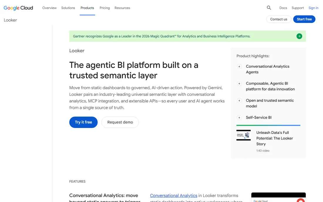 Looker homepage