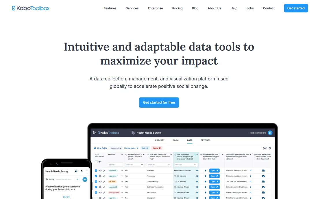 KoboToolbox homepage