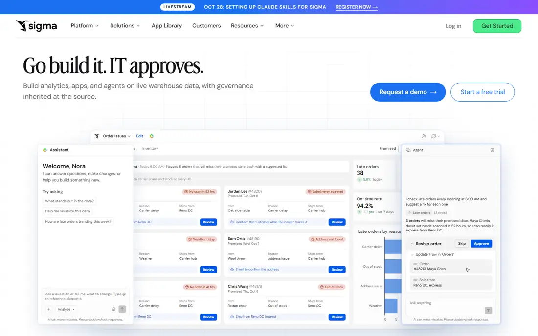 Sigma Computing homepage