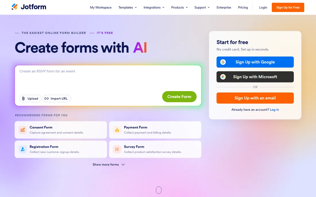 Jotform homepage