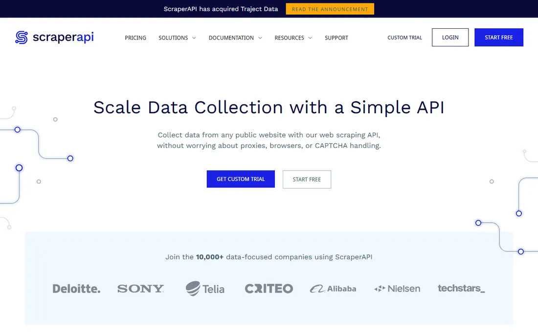 ScraperAPI homepage