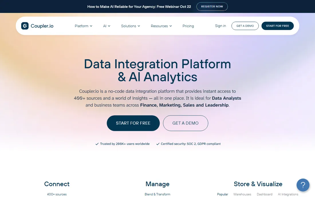Coupler.io homepage