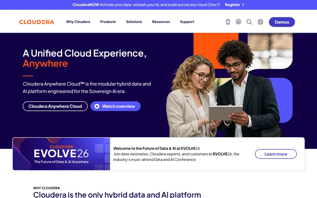 Cloudera homepage