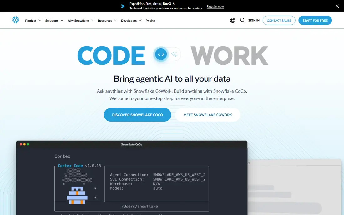 Snowflake homepage