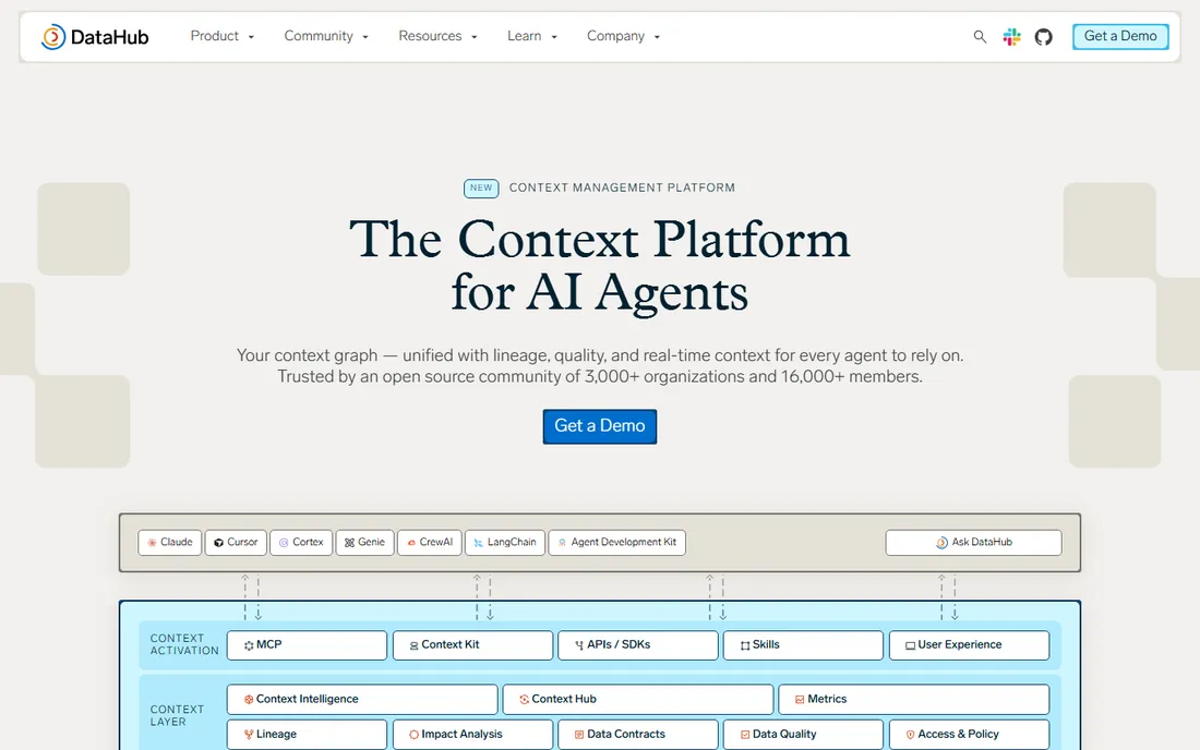 DataHub homepage