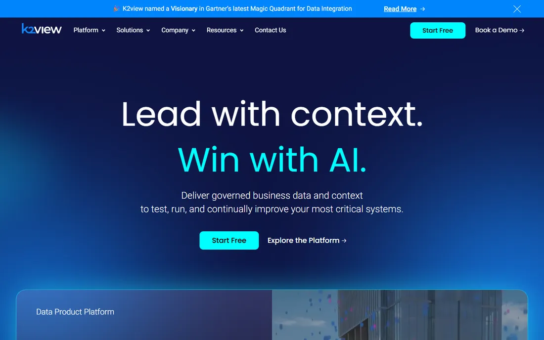 K2view homepage