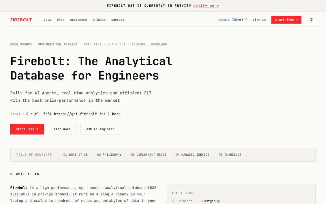 Firebolt homepage