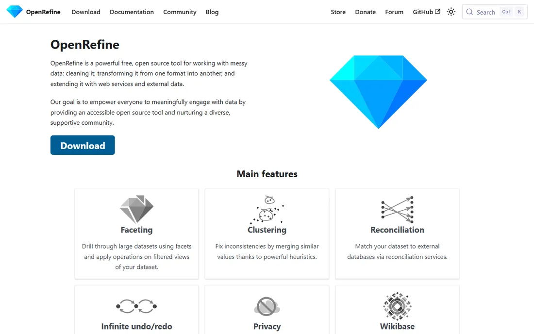 OpenRefine homepage