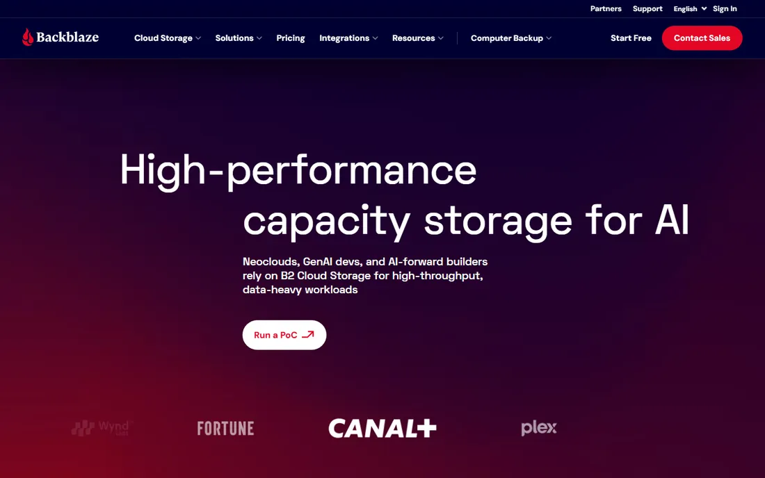 Backblaze homepage