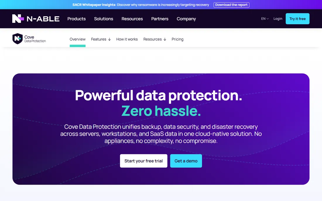 Cove Data Protection homepage