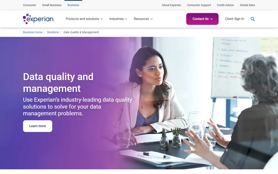 Experian Data Quality homepage