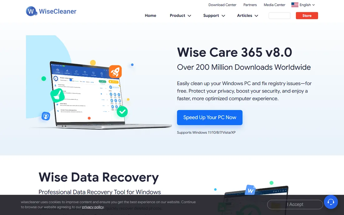 Wise Data Recovery homepage