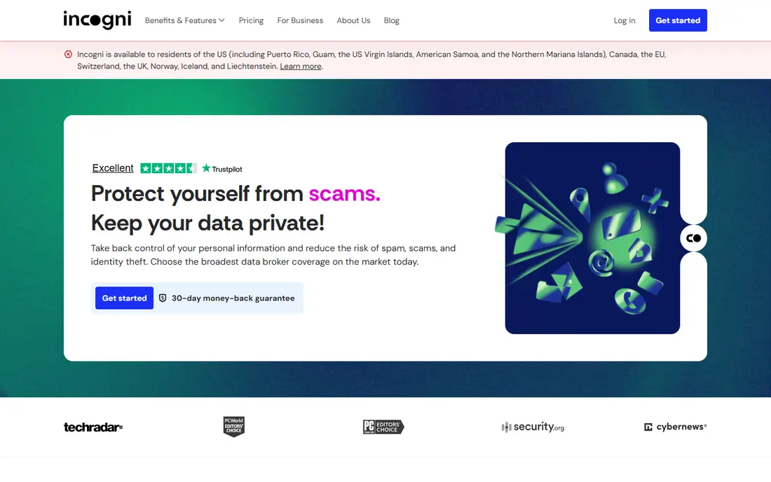 Incogni homepage