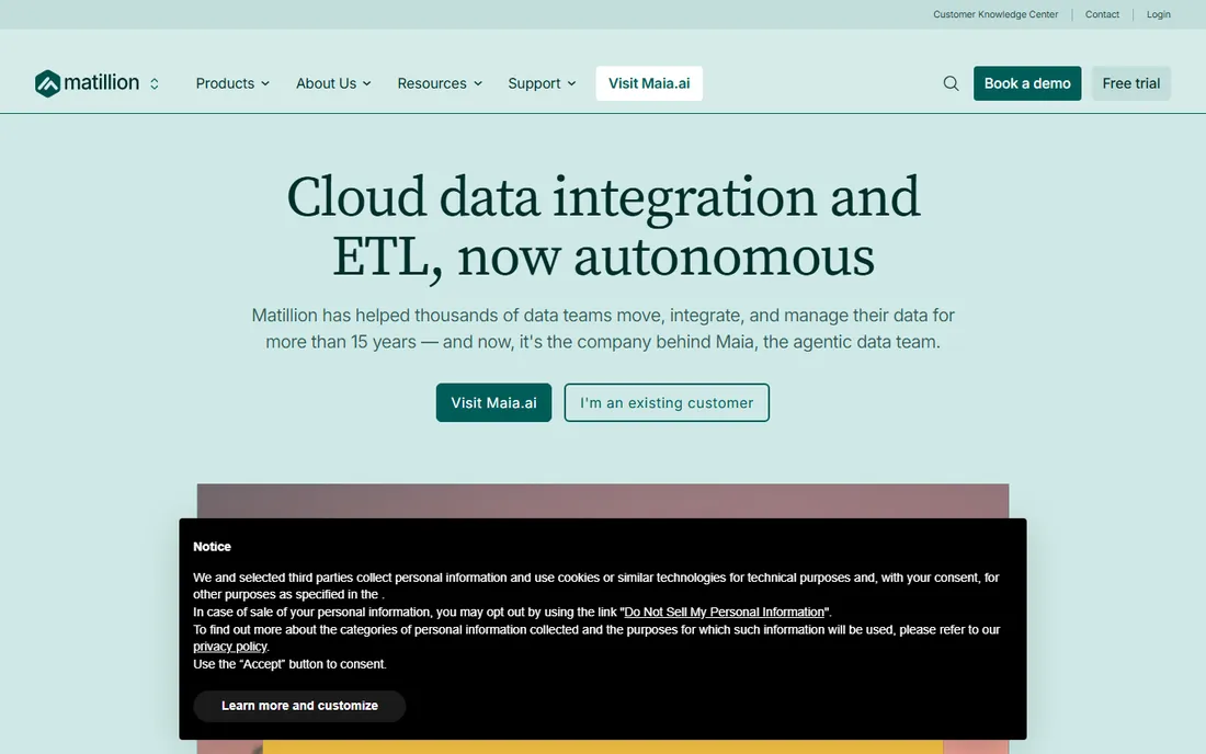 Matillion Data Loader homepage
