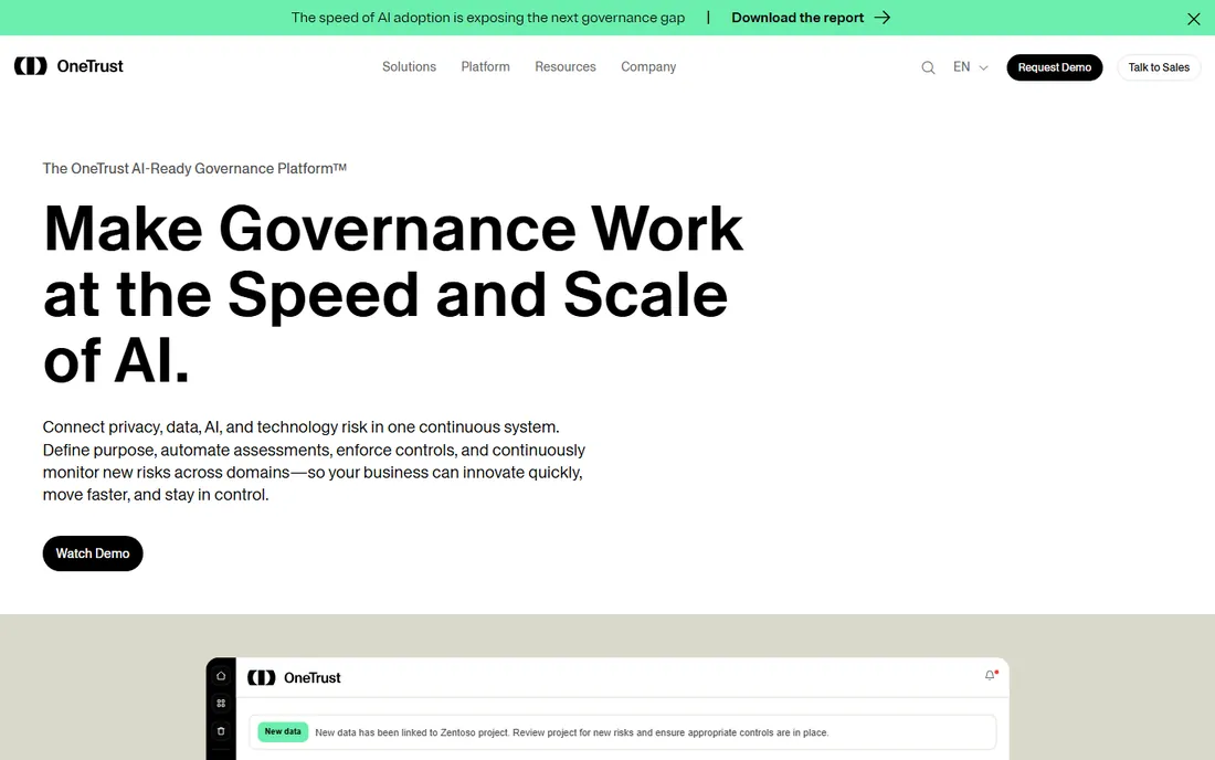 OneTrust homepage