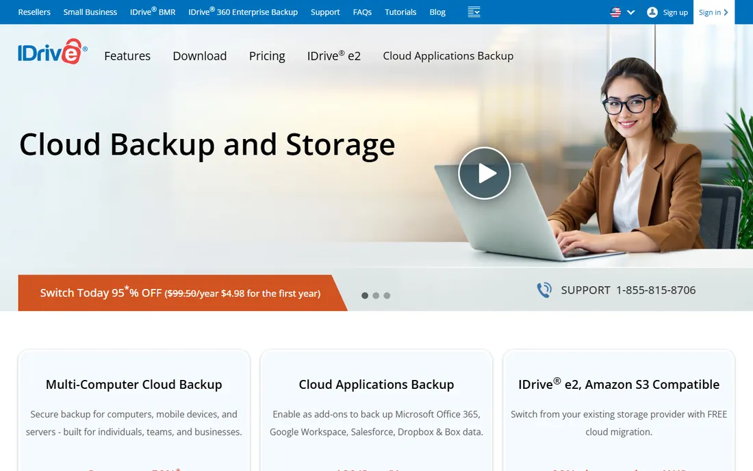 IDrive homepage