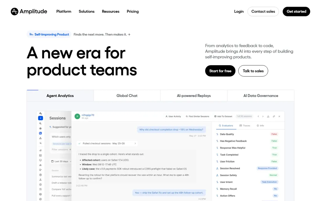 Amplitude homepage