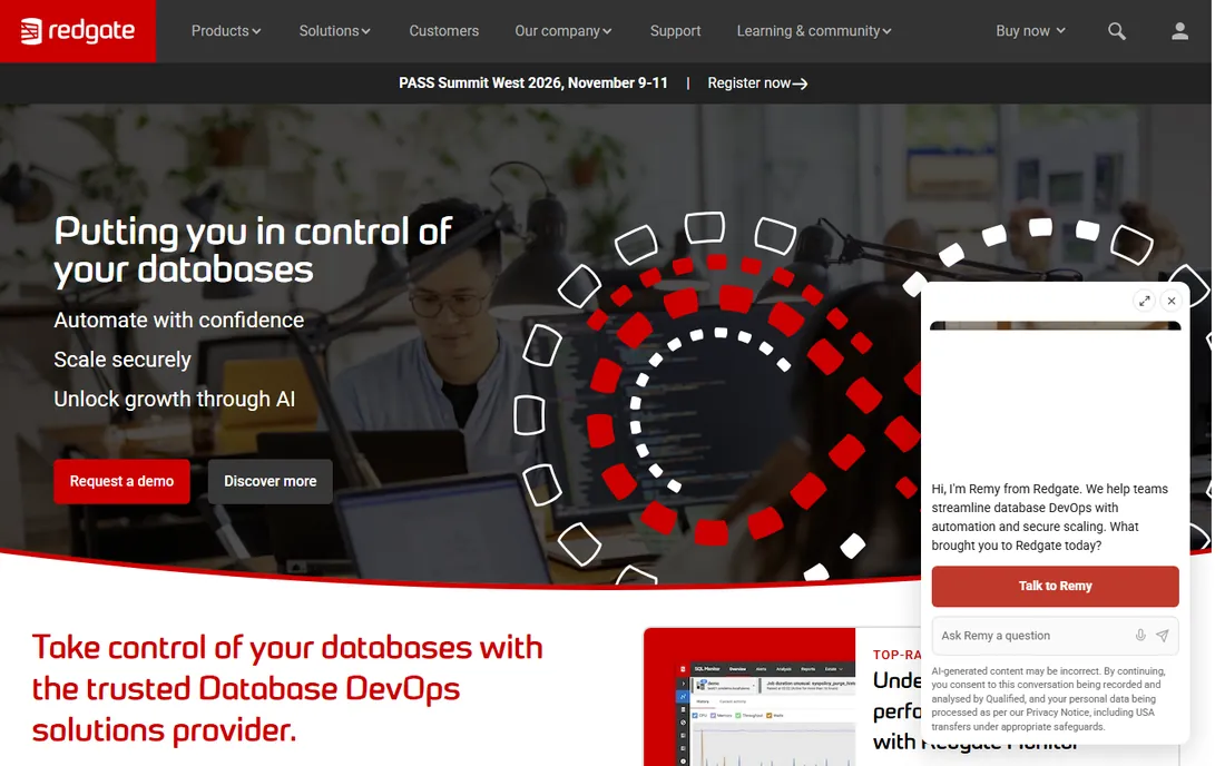Redgate Monitor homepage