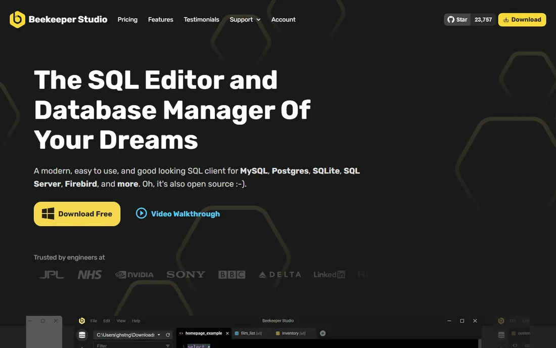 Beekeeper Studio homepage