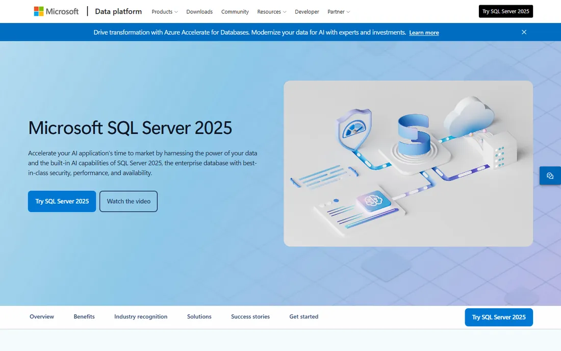 Microsoft SQL Server homepage