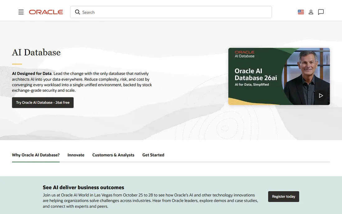 Oracle Database homepage