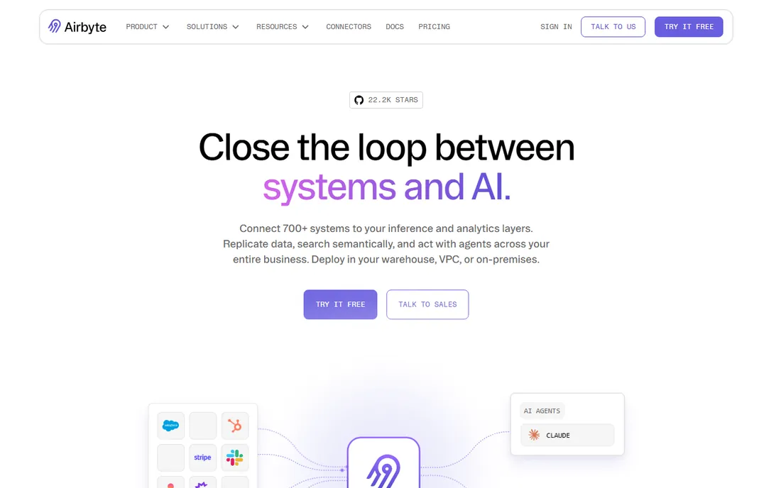 Airbyte homepage