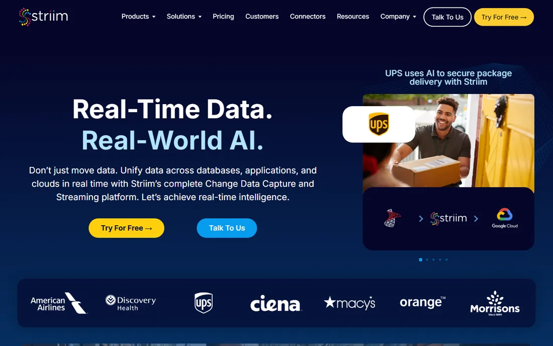 Striim homepage