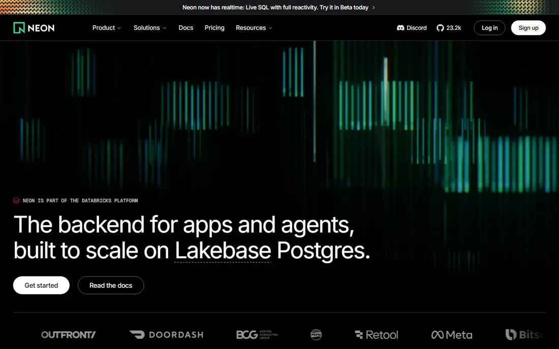 Neon homepage