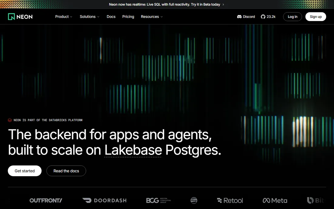 Neon homepage