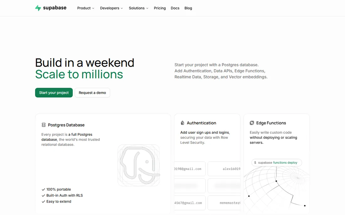Supabase homepage