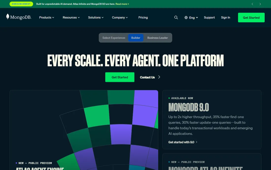 MongoDB Atlas homepage