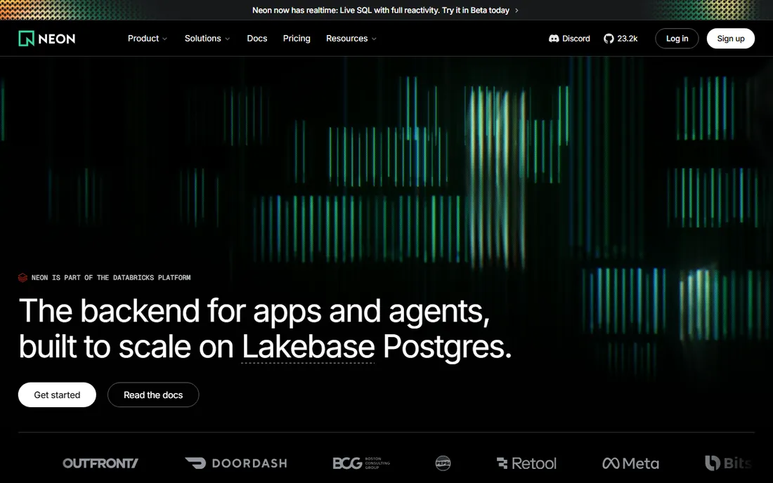 Neon homepage