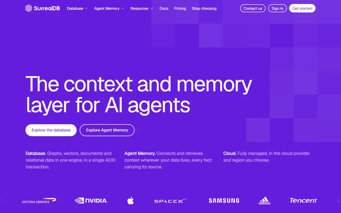 SurrealDB homepage