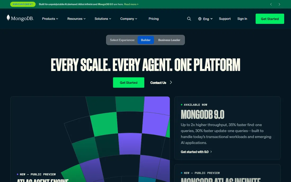 MongoDB Atlas homepage