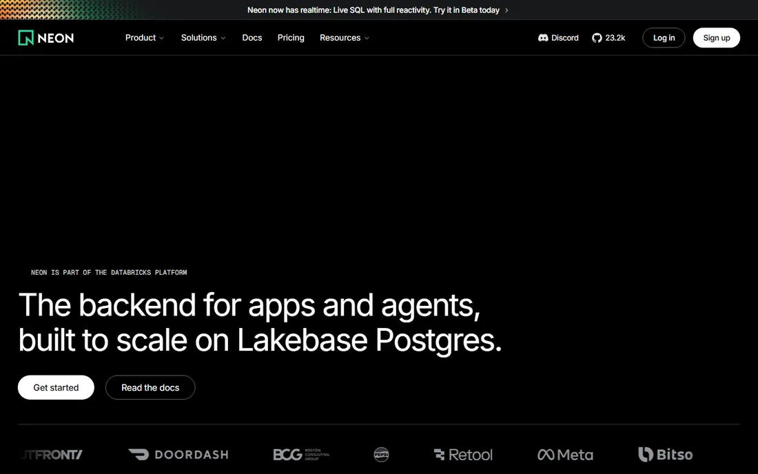 Neon homepage
