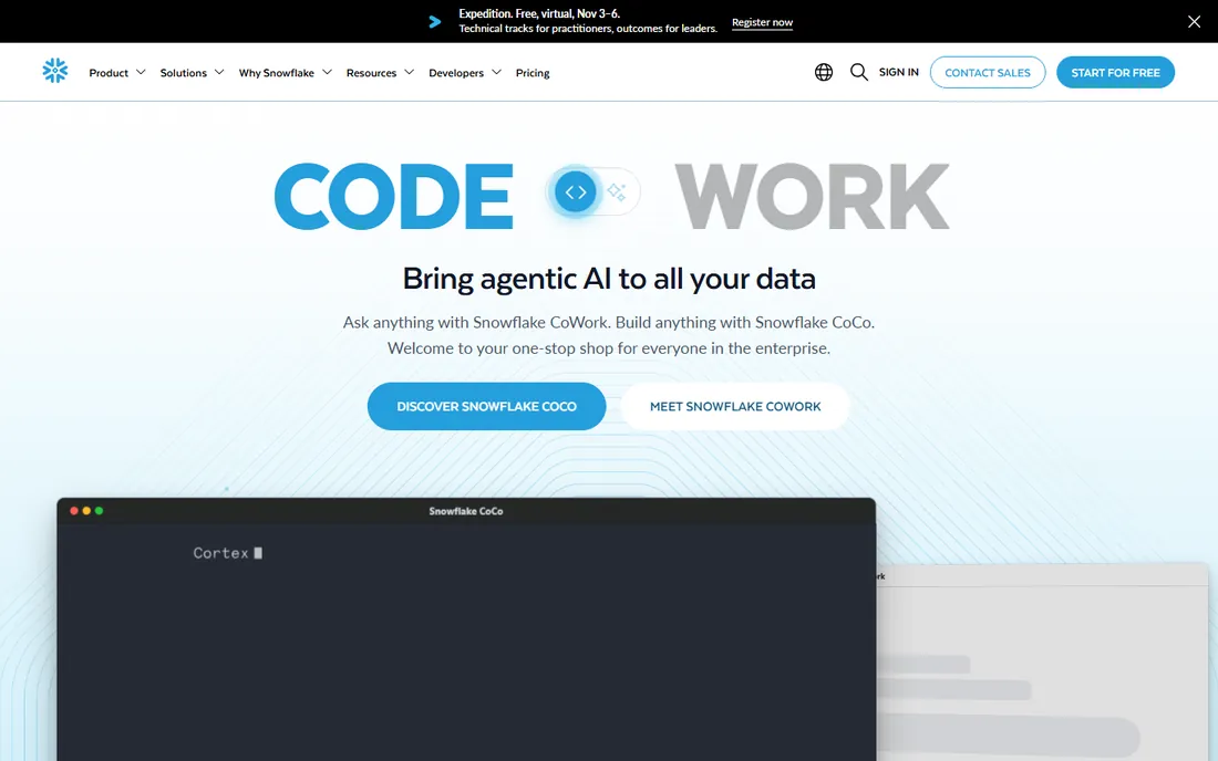 Snowflake homepage