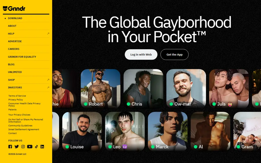 Grindr homepage