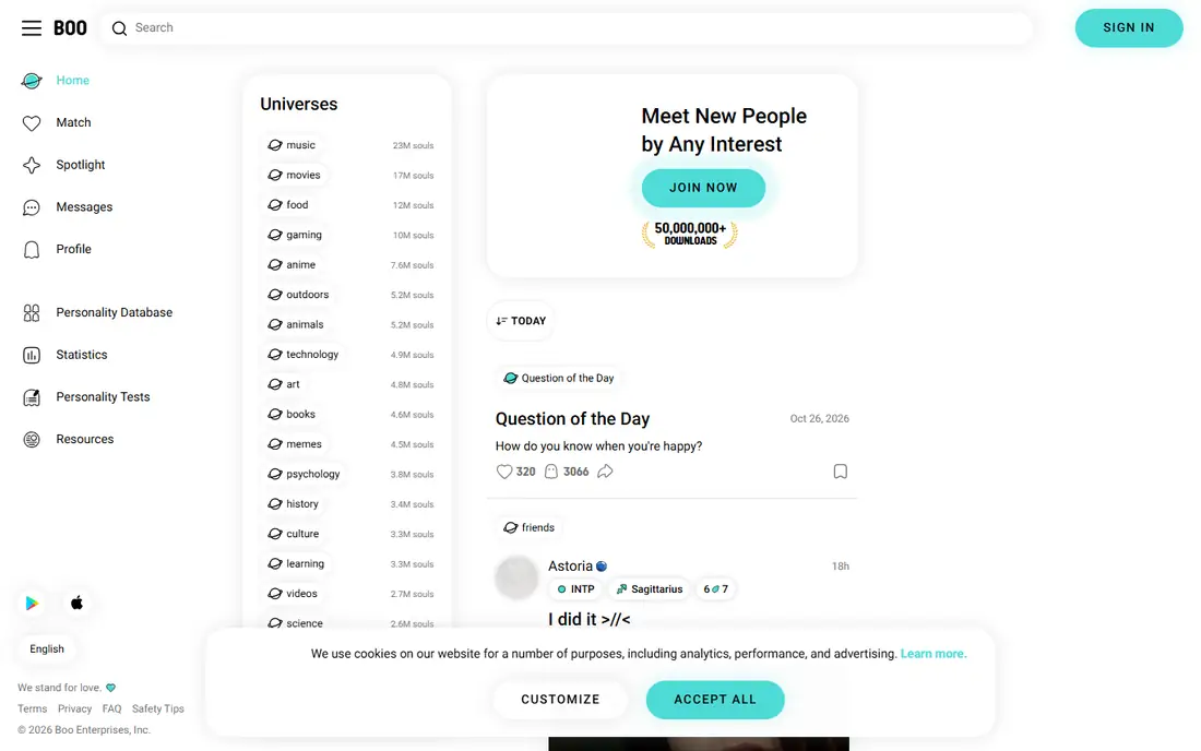 Boo homepage