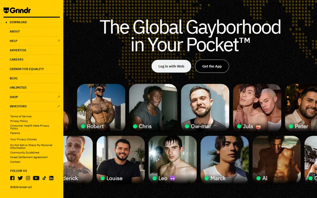 Grindr homepage