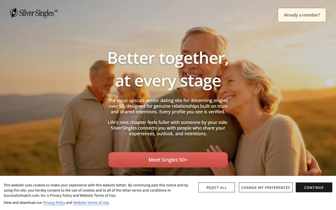 SilverSingles homepage