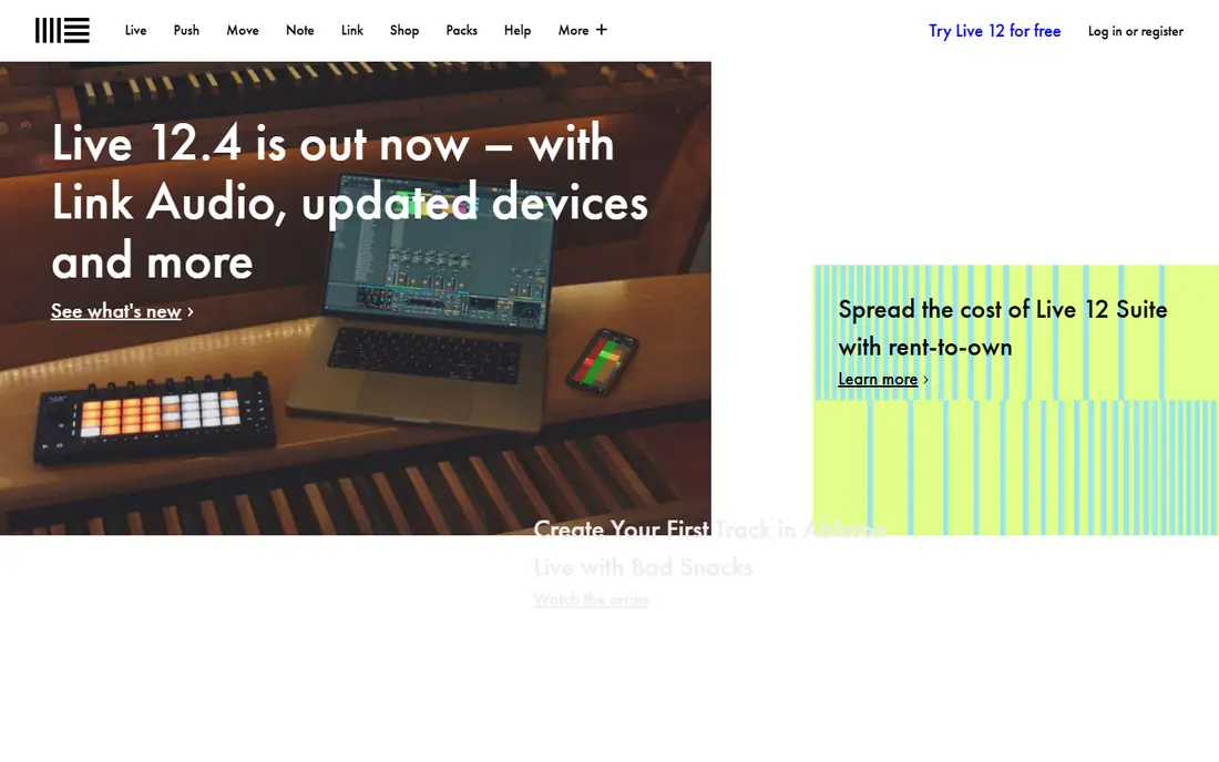 Ableton Live homepage