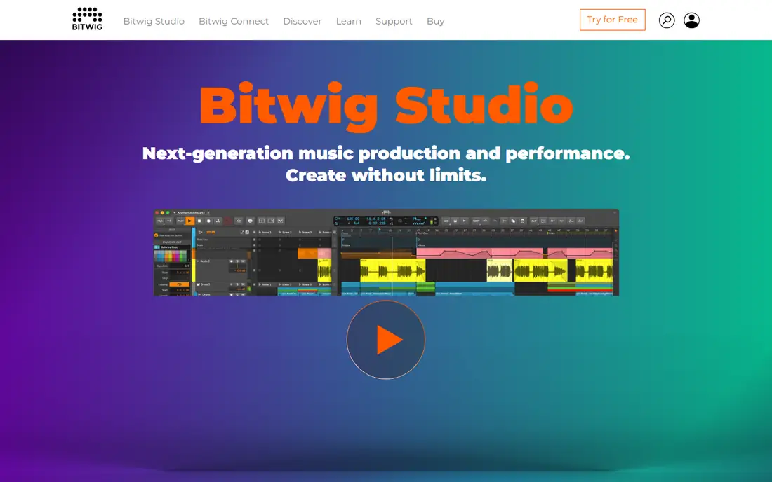 Bitwig Studio homepage