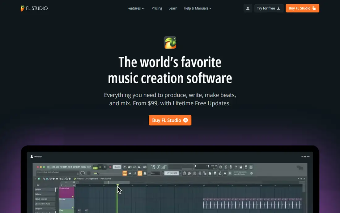 FL Studio homepage
