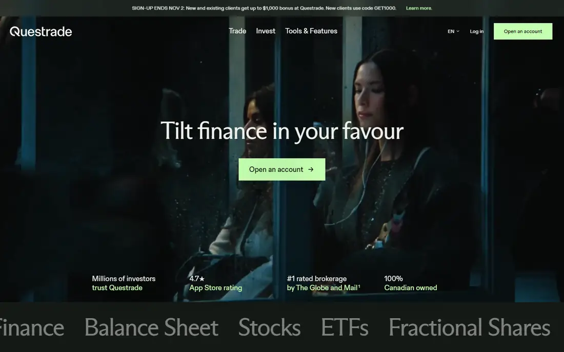 Questrade homepage