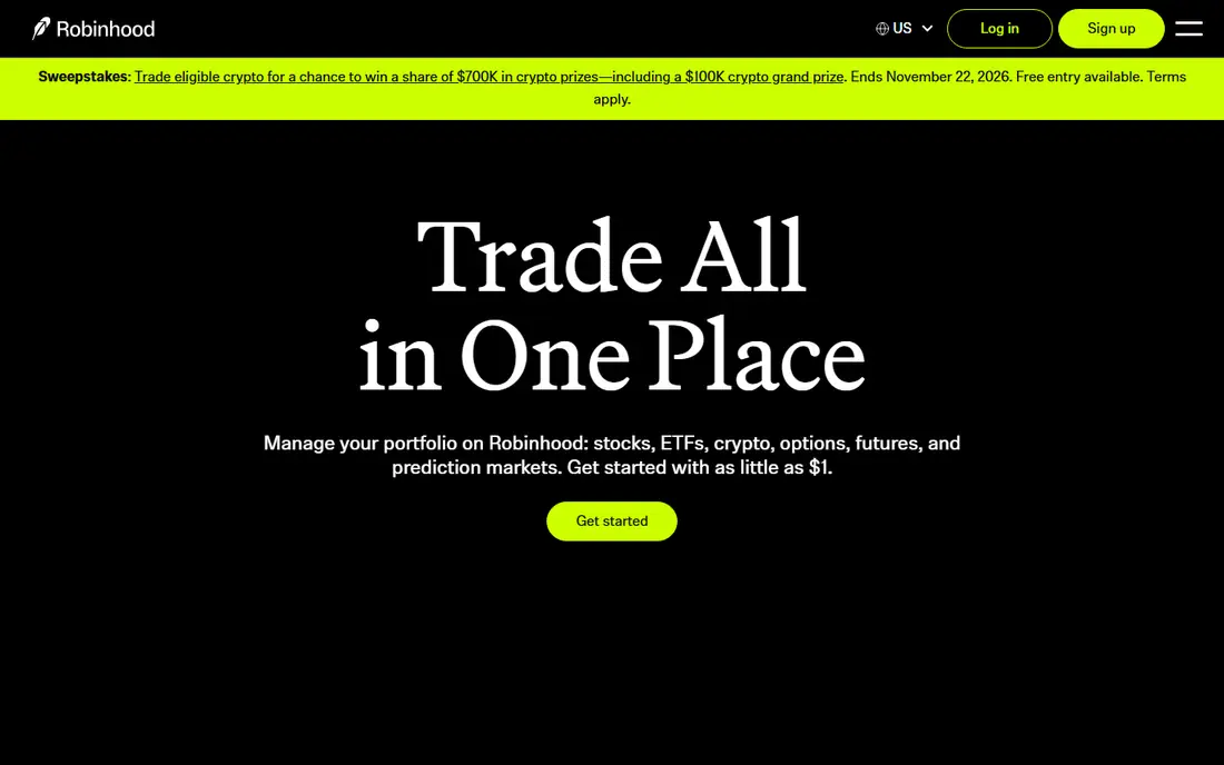 Robinhood homepage