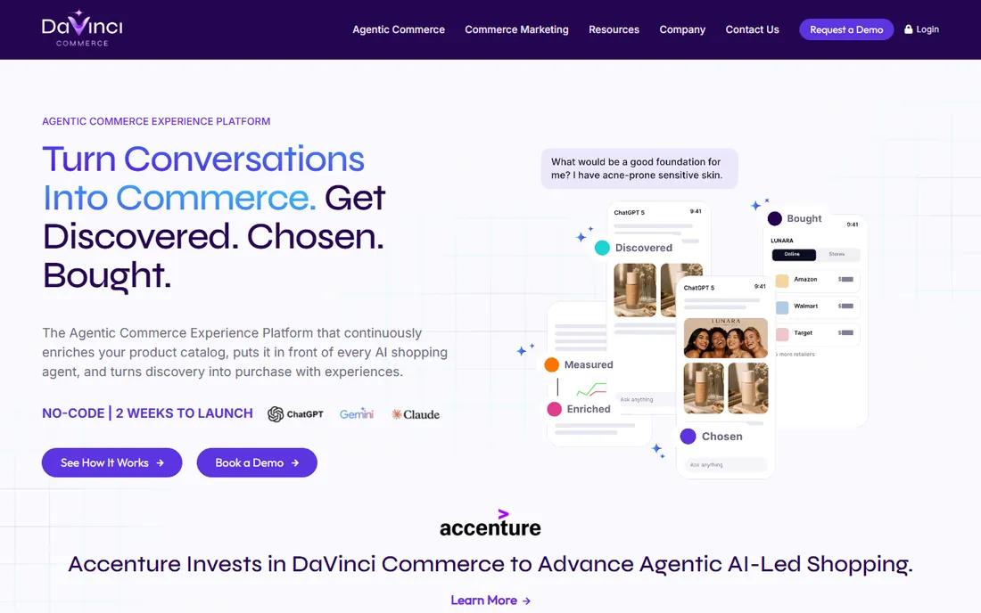 DaVinci Commerce homepage