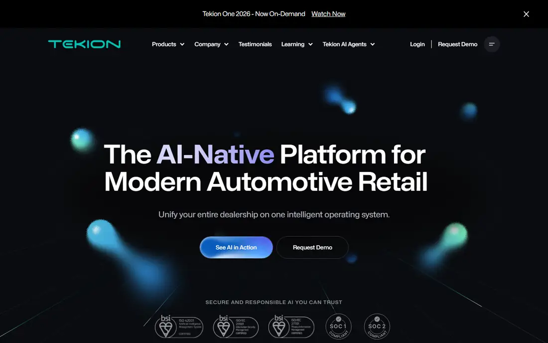 Tekion homepage