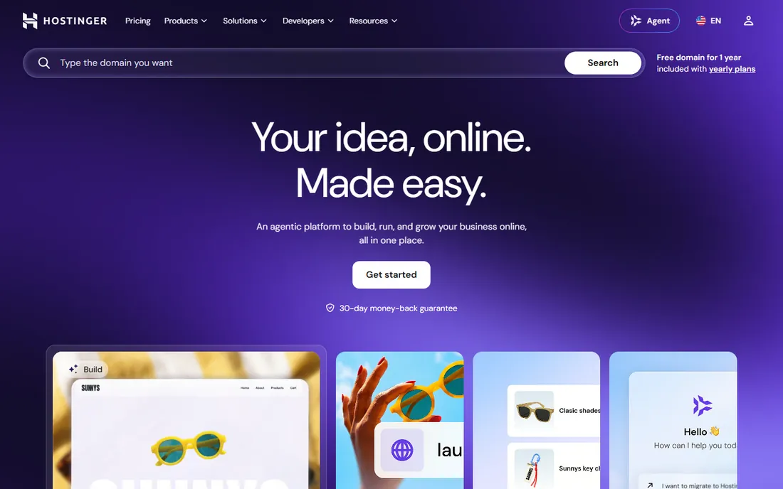 Hostinger Website Builder homepage