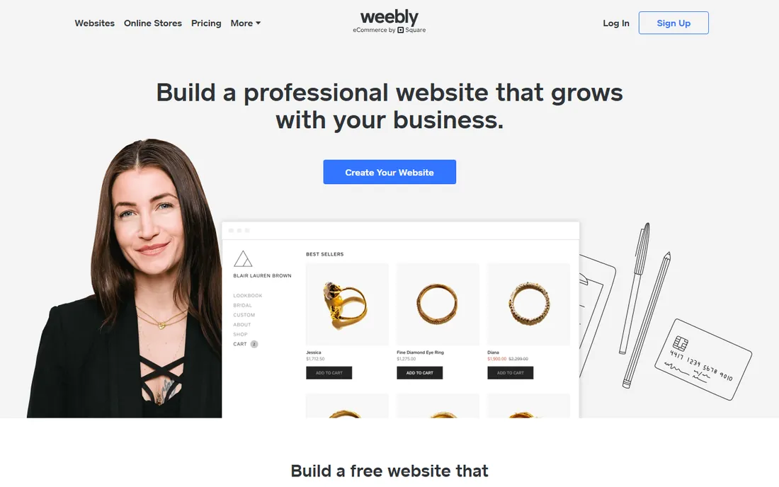 Weebly (Square) homepage