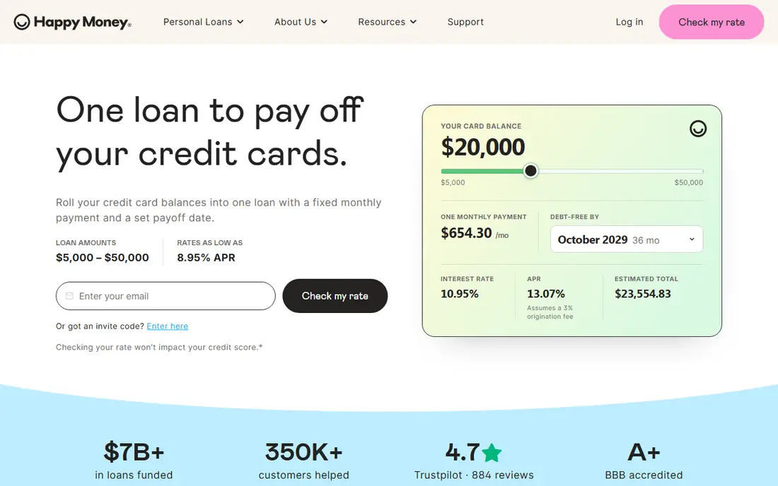 Happy Money homepage